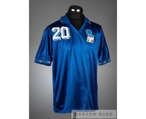 Roberto Baggio blue Italy No.20 jersey v USA, in the first U.S Cup played at Solider Field, on 6th June 1992,short-sleeved wi