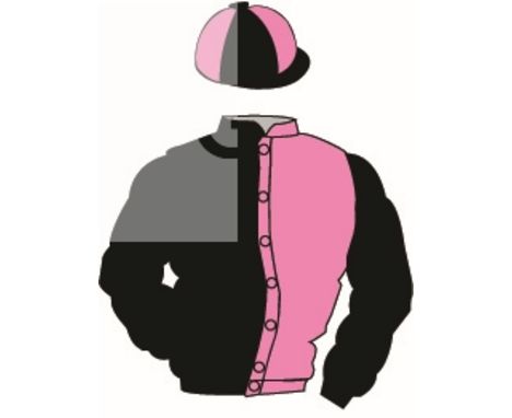 The British Horseracing Authority Sale of Racing Colours: BLACK and PINK (halved), BLACK sleeves, quartered capThe British Ho