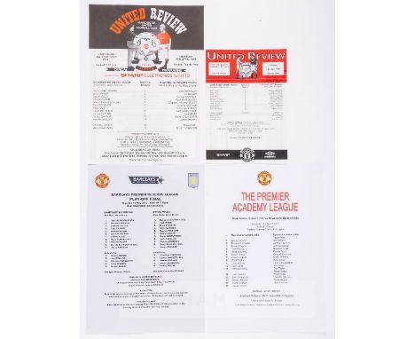 Collection of Manchester United team-sheets/programmes for non-First team matches dating between 1990 and 2011,reserves, Yout