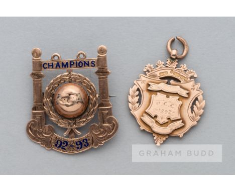 Two Scottish football medals awarded to M. Watson of Abercorn FC,the first for the 1892 Paisley Charity Cup, in 9ct. gold (14