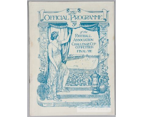 FA Cup Final Huddersfield Town v Preston North End programme, played at Stamford Bridge on 29th April 1922,light staple rust,