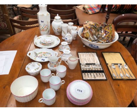 AYNSLEY WARES, A PART TEA SERVICE, VARIOUS CUTLERY, EASTERN TEXTILES ETC.