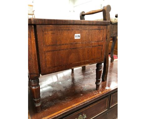 A 20th C. MAHOGANY DRUM WINE TABLE, A FLAP TOP COFFEE TABLE WITH SINGLE DRAWER, A PIANO STOOL WITH THE SEAT LID OVER A COMPAR