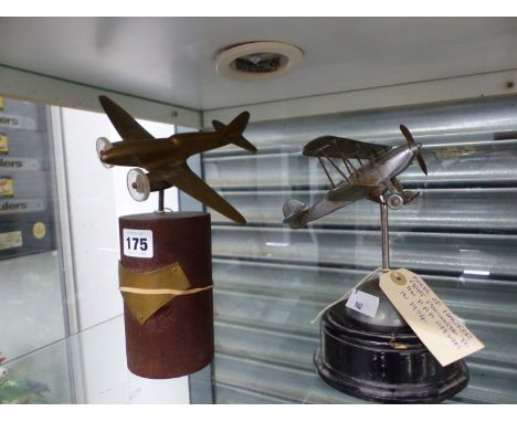 A METAL MODEL OF A HAWKER HART TOGETHER WITH ANOTHER OF A DE HAVILLAND BLACK MAGIC COMET