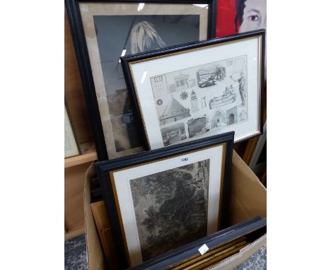 A COLLECTIVE GROUP OF 19th C. ENGRAVINGS INC. PORTRAITS AND ARCHITECTURAL SUBJECTS.