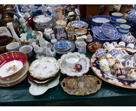 SUSIE COOPER AND OTHER COFFEE CUPS, SPODES ITALIAN PATTER WARES, A VICTORIAN FLOWER ENCRUSTED INKSTAND, TWO NIGHT WATCHMEN TO