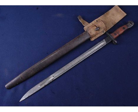A British 1907 pattern bayonet, the 43cm single edged fullered blade stamped to the ricasso with a crowned GR cypher 1907 6 '