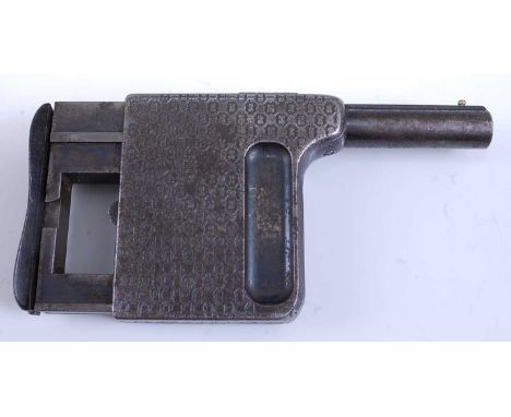 A 19th century Gaulois squeezer or palm pistol, the 4cm sighted barrel stamped GAULOIS, the top of the frame stamped Manufact
