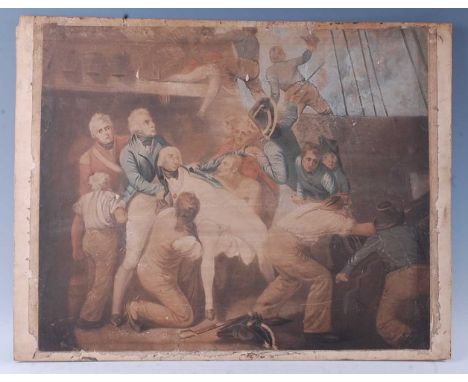 After Samuel Drummond (1765-1844), The Death of Nelson, coloured mezzotint, London, Published Dec 10 1805, By W. Barnard, No.
