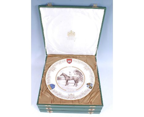 Three boxed Spode limited edition cabinet plates commemorating the St Leger Winners, 1970 Nijinsky, 1971 Athens Wood, 1972 Bo