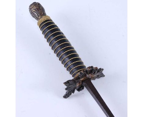 A 19th century epee, the 85cm square section blade marked Angelo's School of Arms and Wilkinson Pall Mall, having a pierced b