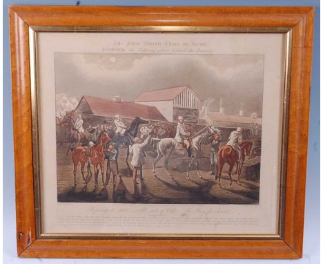 John Harris after Henry Alken, (19th century,) The First Steeple-Chase on Record, plates I-IV, aquatint engraving, hand colou