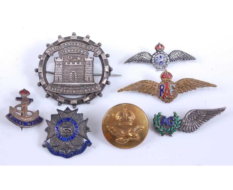 A late Victorian silver brooch for the Suffolk Regiment, maker probably Reynolds &amp; Westwood, Birmingham, 1894, together w
