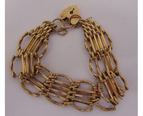 9ct yellow gold gate link bracelet, approx total weight 14.7g