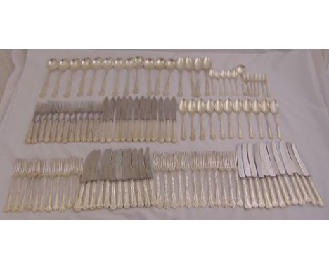 Webber and Hill silver plated flatware with feathered borders for twelve place settings