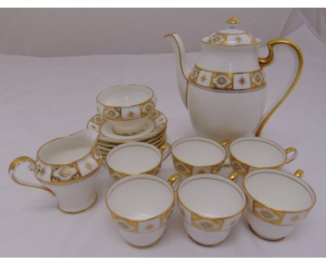 An Aynsley coffee set to include a coffee pot, milk jug, sugar bowl, cups and saucers (15)