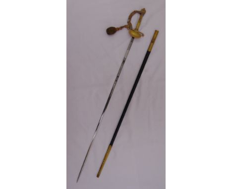 An early 20th century presentation sword and scabbard with gold braiding to the handle by Wilkinson Swords and bearing EIIR o