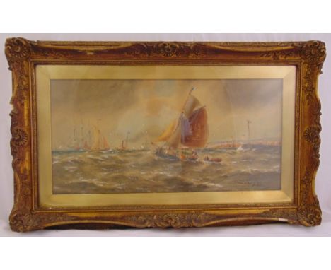 Thomas Bush Hardy framed and glazed watercolour of a seascape titled Off the Dutch Coast, signed and dated 1891 bottom right,