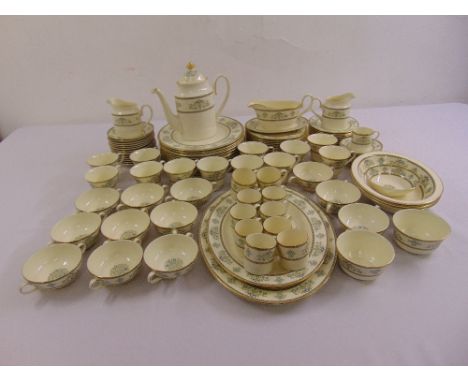 Minton Henley pattern dinner service for twelve place settings to include plates, bowls, cups, saucers, serving dishes and me