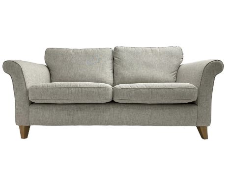 John Lewis - contemporary two seater sofa, upholstered in grey fabricDimensions: Height:&nbsp;94cm&nbsp; Length/Width:&nbsp;1