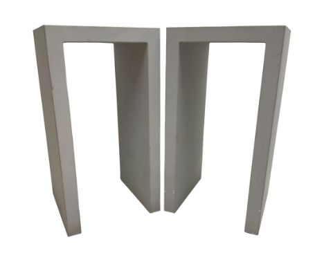 Pair of contemporary grey painted lamp tablesDimensions: Height:&nbsp;79cm&nbsp; Length/Width:&nbsp;41cm&nbsp; Depth/Diameter