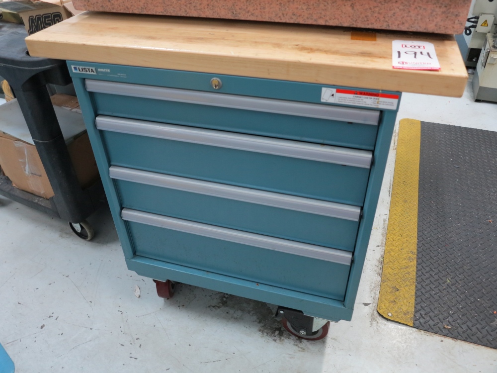 LISTA 4DRAWER TOOL ON CASTERS 28" X 28" X 28", W/ BUTCHERBLOCK