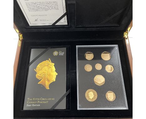 Royal Mint 2015 UK Gold Proof The Fifth Circulating Coinage Portrait Coin Set, includes a £2 Britannia, £1, 50p, 20p, 10p 5p,