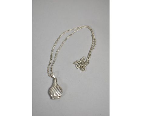 A Silver Scent Bottle Pendant on Sterling Silver Chain 