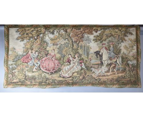 An Italian Tapestry Wall Hanging Depicting Music Party in Park, 168cm wide 