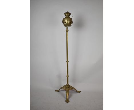 A Vintage Brass Oil Lamp on Tripod Stand 