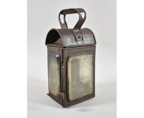 A Vintage Metal Oil Lamp Inscribed Light of London, Handle Rusted and Pierced, 25cm high with Burner 