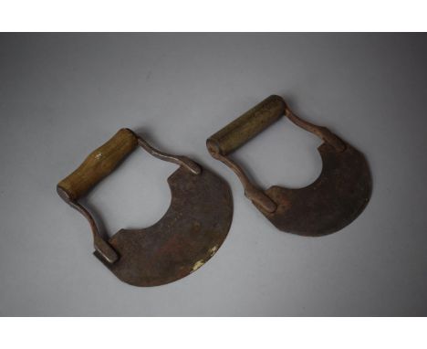 A Pair of 19th Century Wooden Handled Leather Metal Leather Working Tools, Both Stamped D Jones, 20cm high 