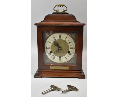 A Presentation Walnut Cased Mantle Clock by Smiths with Westminster Chime Movement, 32cm high 
