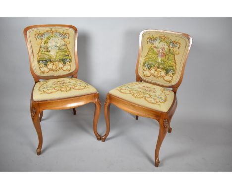 A Pair of Mid 20th Century Tapestry Upholstered Side Chairs 