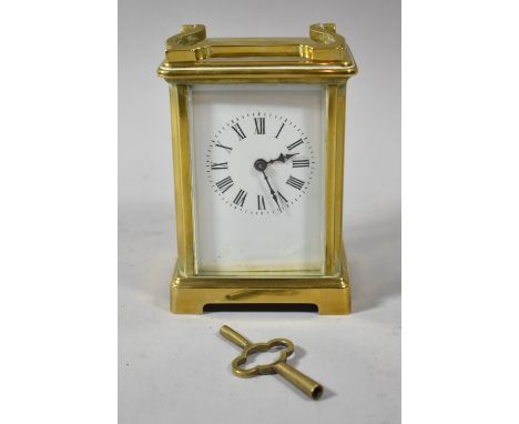 A 20th Century Brass Cased Carriage Clock with French Movement, Working Order, 11cm high 