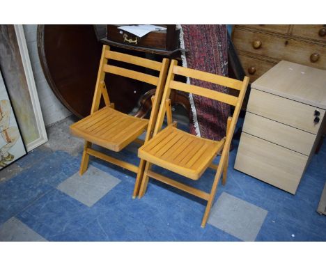 Two Vintage Wooden Folding Chairs 