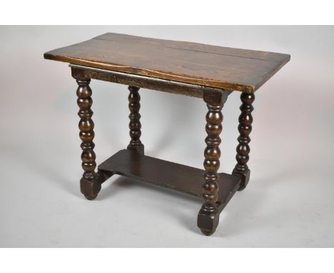 An Oak Occasional Table with Bobbin Supports and Replacement Top, 76cm wide 