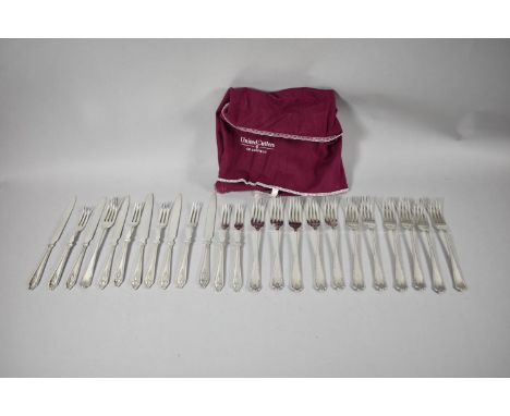 A Collection of Regent Plate Forks Together with a Set of Silver Plated Fruit Knives and Forks Having Aladdin Lamp Stamp (Rob