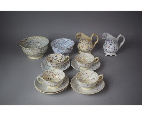 A 19th Century Teaset to Comprise Cups, Jugs, Slop Bowls, Saucers etc (Some at Fault) 
