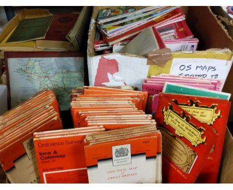 Linen and paper backed Ordnance Survey and road maps of various geographical British locations including Derbyshire, High Pea