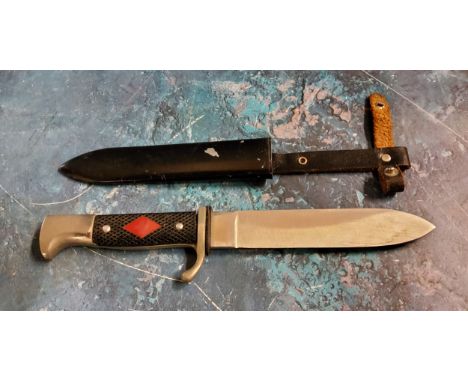 Post World War II - a German Boy Scout dagger, the handle inset with a diamond,&nbsp; the blade stamped Rostfrei Solingen, le