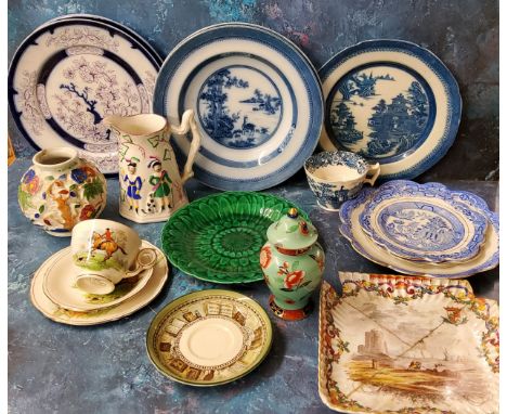 English Pottery - a pair of Pearlware Indian pattern bowls, c.1860;&nbsp; three Indian Tree pattern plates;&nbsp; other blue 