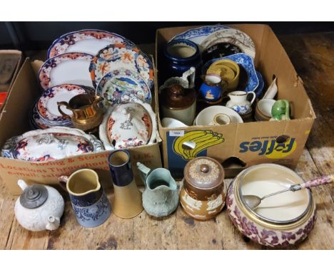 Ceramics - Spode Italian pattern shaped square dish;&nbsp; other blue and white;&nbsp; Denby mugs;&nbsp; Booths part dinner s