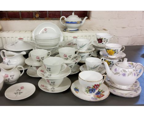 A Royal Doulton Pillar Rose tea and dinner service, for six;&nbsp; a Royal Adderley Charmaine pattern teapot for two;&nbsp; &