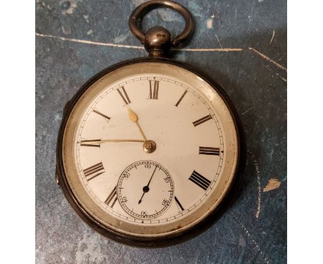 A Victorian silver open faced pocket watch, Roman numerals, subsidiary seconds dial, Birmingham 1890 