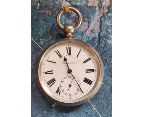 A late 19th century Patent Lever silver open faced pocket watch, Roman numerals,&nbsp; c.1890 