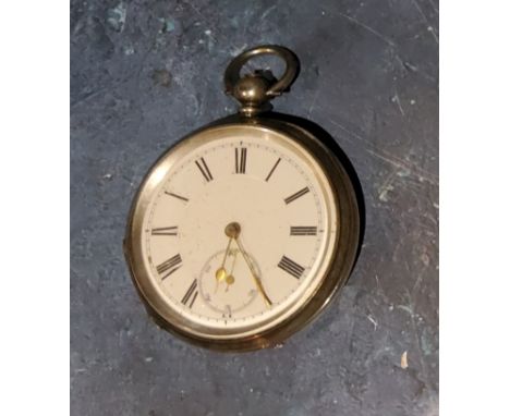 A Victorian silver open faced pocket watch, Roman numerals, subsidiary secondsd dial, Birmingham 1883 