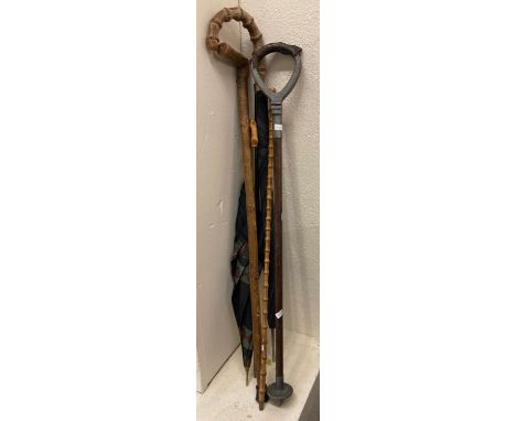 Collection of vintage umbrellas, walking and shooting stick.  (B.P. 21% + VAT) 