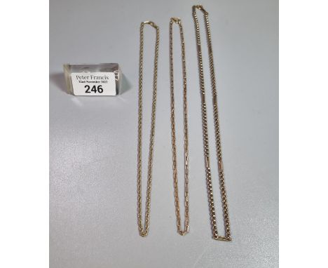 9ct gold chain 4.8g approx.  Together with another yellow metal chain (7.5g approx) and a gold plated chain.  (3)  (B.P. 21% 