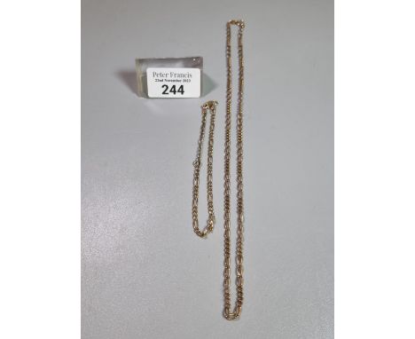 9 ct gold curb link chain and 9ct gold curb link bracelet.  10g approx.  (B.P. 21% + VAT) 